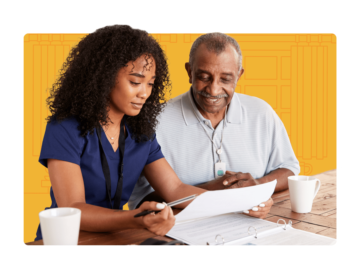 Benefits-min Caregiver giving client consultation