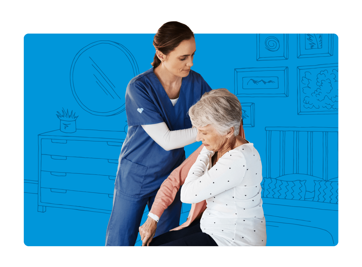 Hourly-Care-min1 Caregiver helping client with dressing