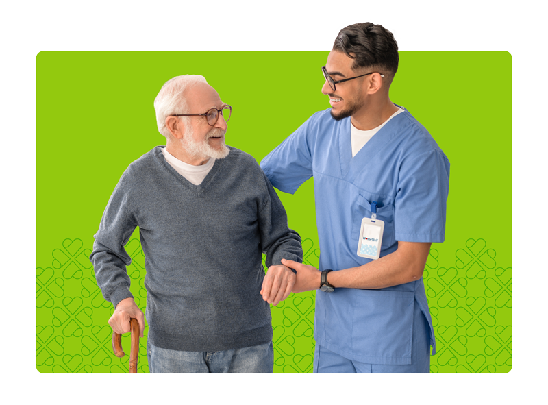Fall-Prevention-Horizontal-Header Caregiver helping client with dressing