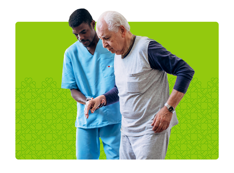 Fall-Prevention-50-50 Caregiver with elderly man